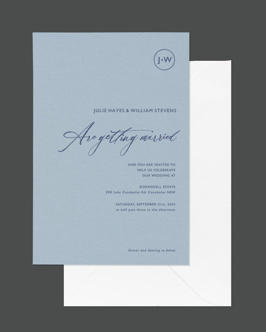 Newport wedding invitation — premium modern letterpress design by Communique Design