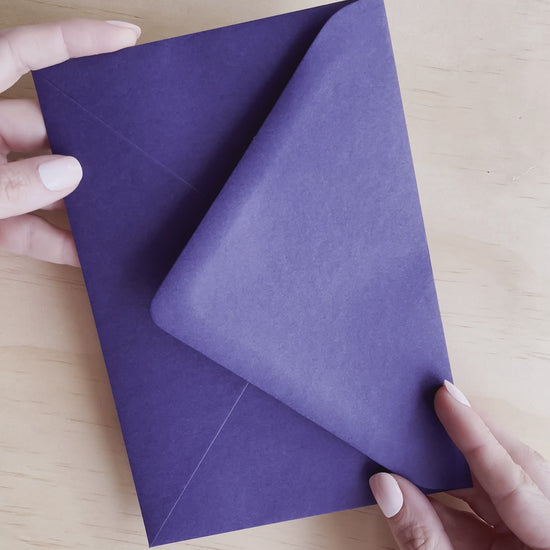 Kathleen Wedding Invitation showing blue matching envelope printed with digital white ink