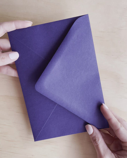 Kathleen Wedding Invitation showing blue matching envelope printed with digital white ink